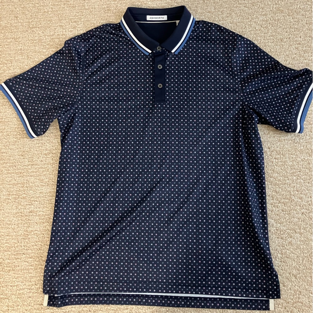 Ashworth Navy Polo with White Dots